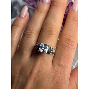 Vintage 925 Sterling Silver Cz Ring Size 8